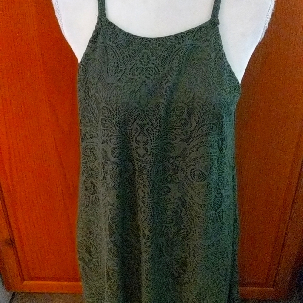 Luxology Green Sleeveless Lace overlay Dress Asymmetrical Hem Size 10